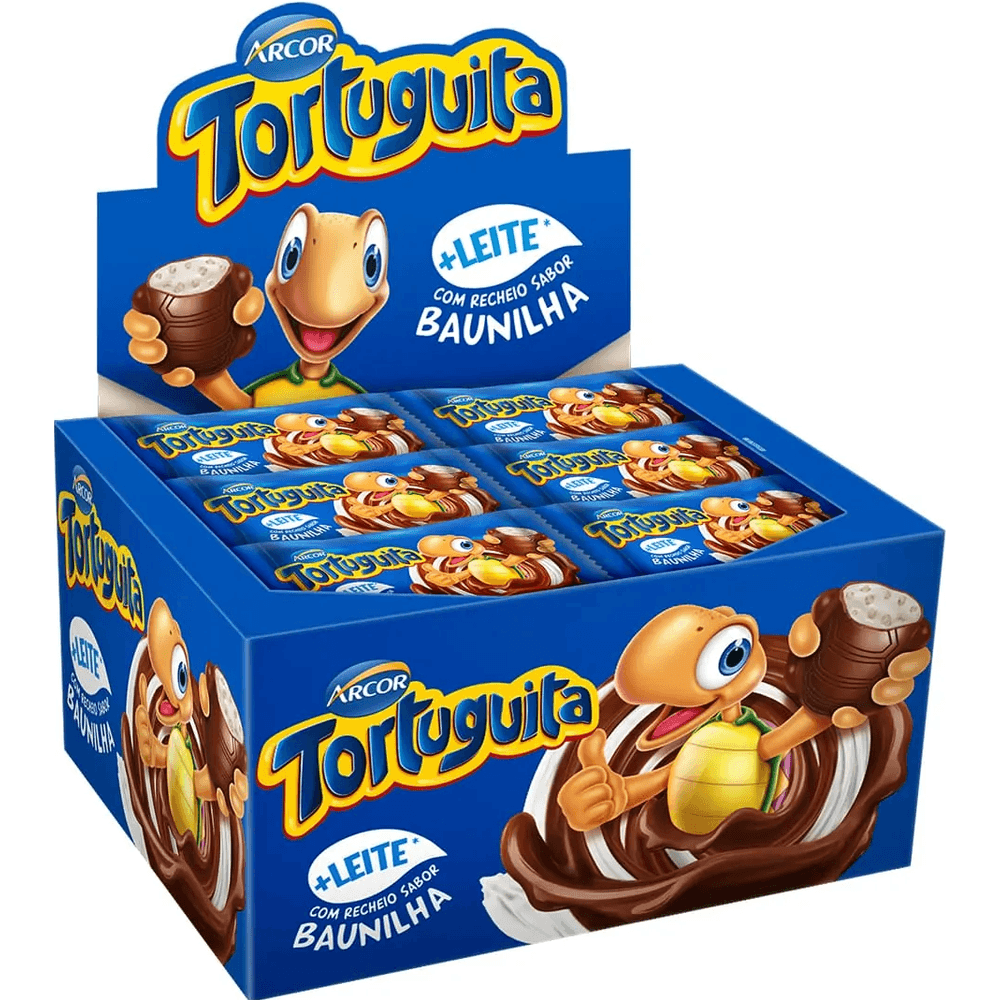 CHOCOLATE TORTUGUITA + LEITE BAUNILHA CONTEM 24 UNIDADES DE 15.5G CADA ...