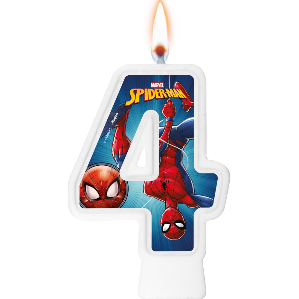 VELA NUMERO 4 SPIDER MAN ANIMACAO REGINA - docesvaz